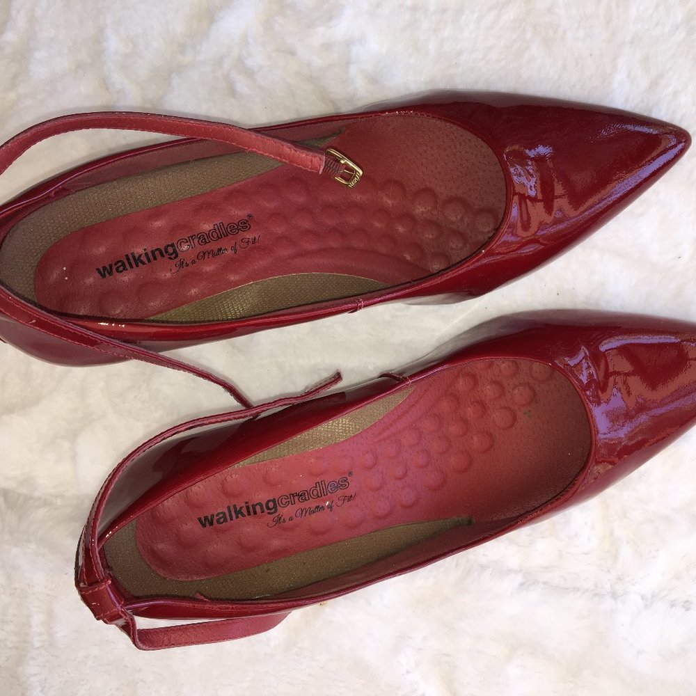 Red Patent Leather Ankle-strap Pumps in Size 12W